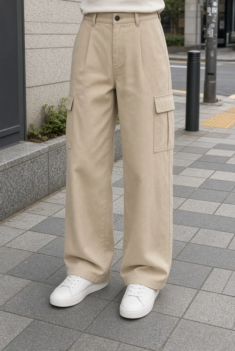 ベージュ カーゴパンツ